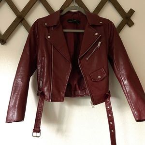 ZARA BURGUNDY LEATHER JACKET